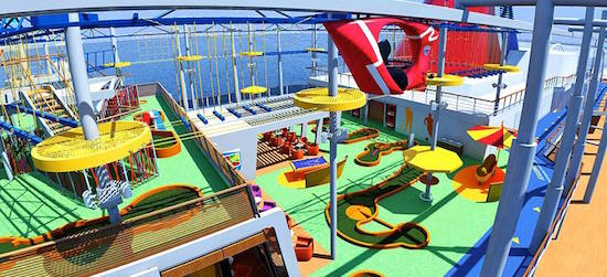 SkyRide, the cruise industry's first pedal-powered open-air aerial attraction,