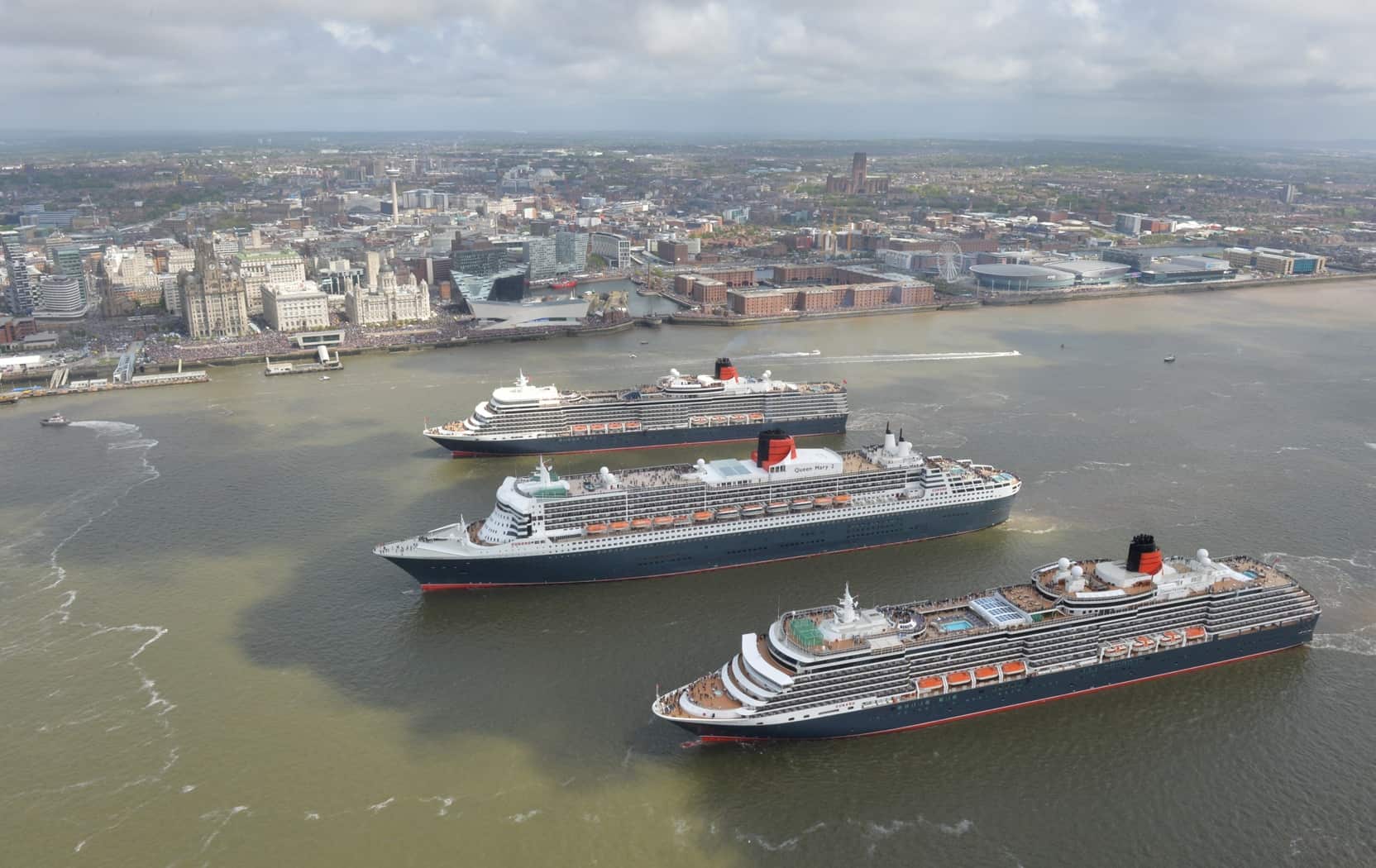 Cunard’s Three Queens Perform River Dance on the Mersey in Salute to Liverpool Where the Company Began 175 Years Ago | 28