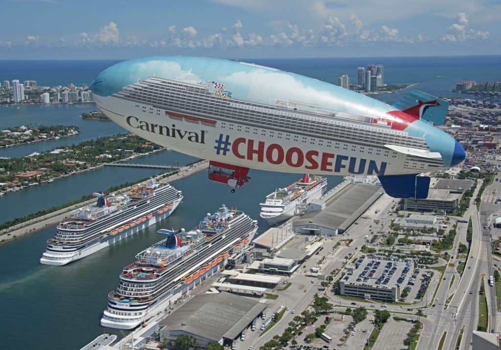 The Carnival Airship floats over Carnival Vista