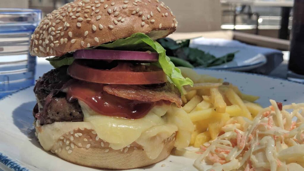 The Viking Burger from the Pool Grill on Viking Ocean Cruises' Viking Orion
