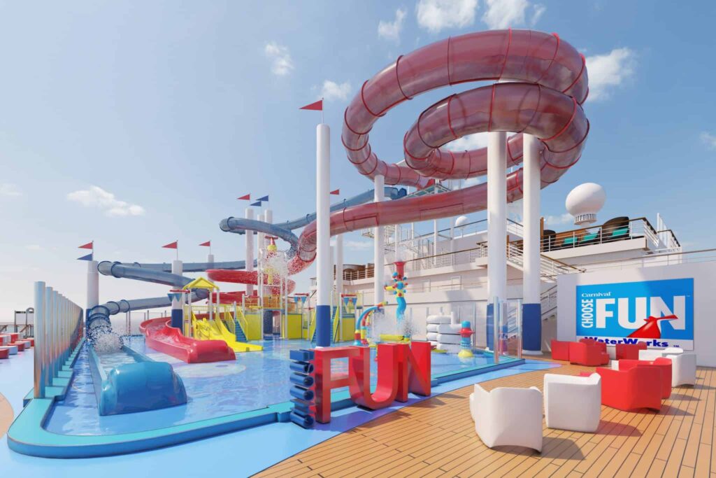 The Choose Fun water park takes center stage on Carnival Panorama’s top deck