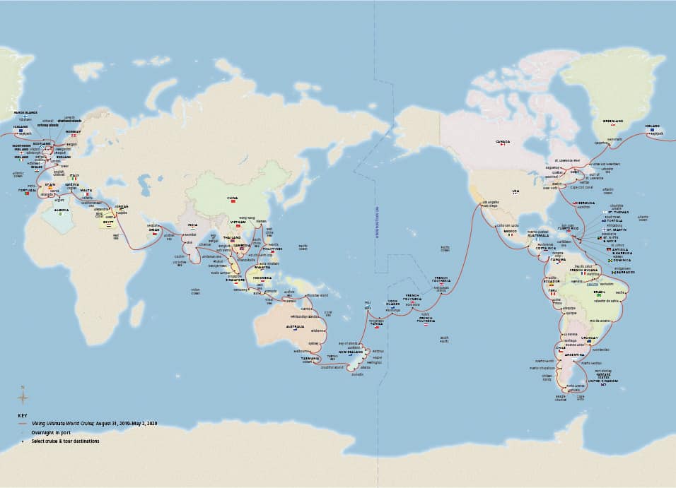 Viking Ultimate World Cruise Map 2019-2020
