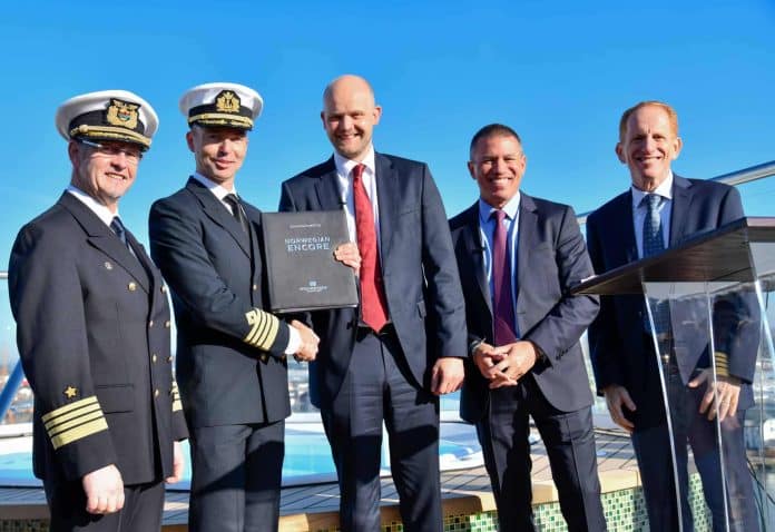 Norwegian Cruise Line takes delivery of Norwegian Encore