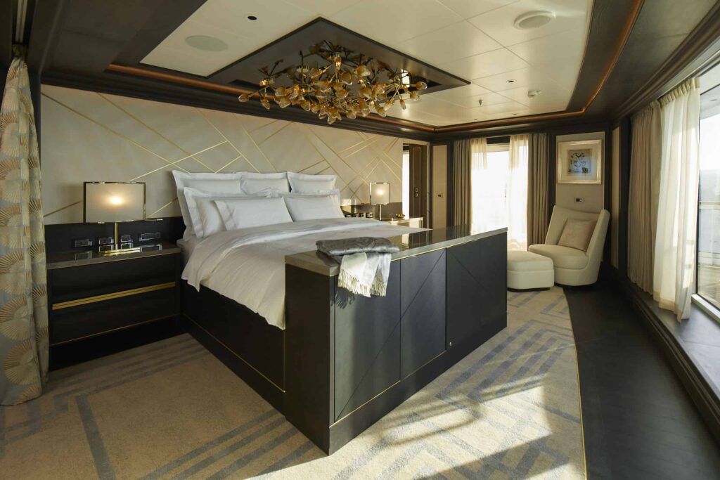 The master suite is home to a bed with a $200,000 mattress.