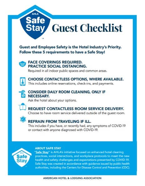 Safe Stay Guest Checklist
